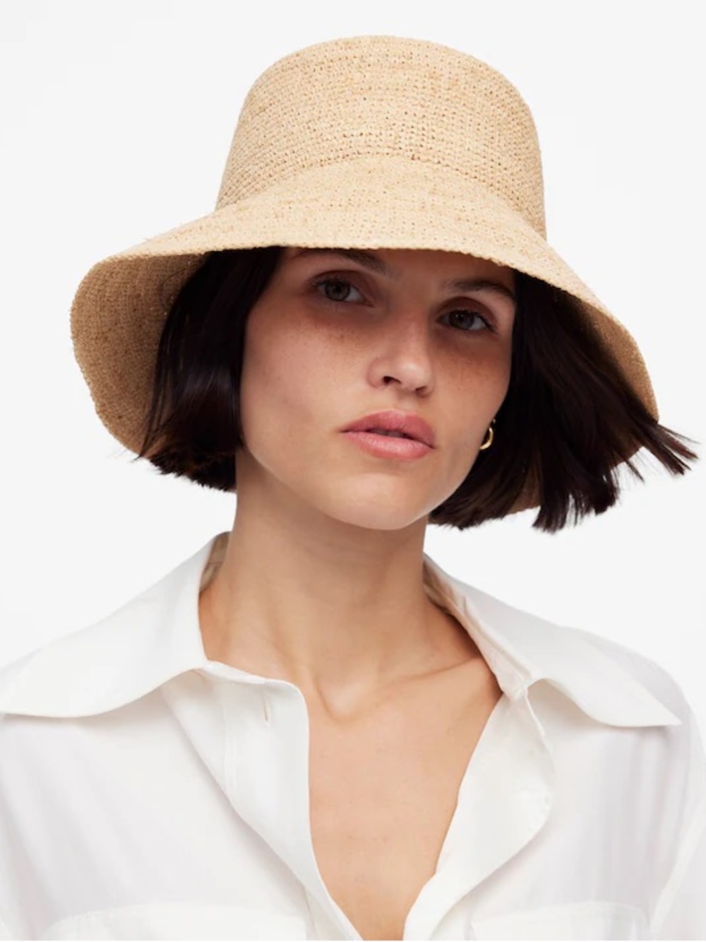 NWT Madewell Lantern Straw Hat Golden Khaki Size S/M - Picture 3 of 7
